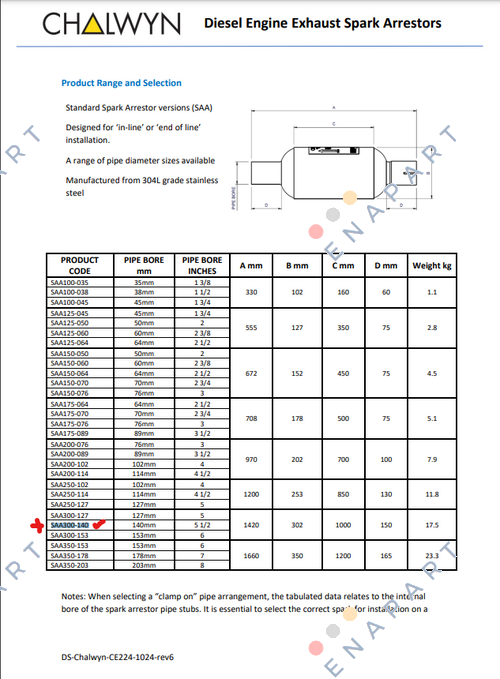 SAA300-140 Diesel Engine Exhaust Spark Arrestors